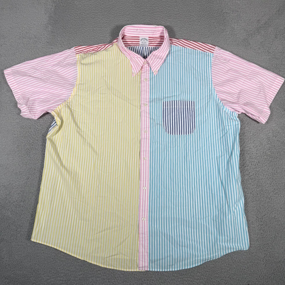 Brooks Brothers Shirt Mens 2XL Multicolor Striped Regent Button Down Colorful